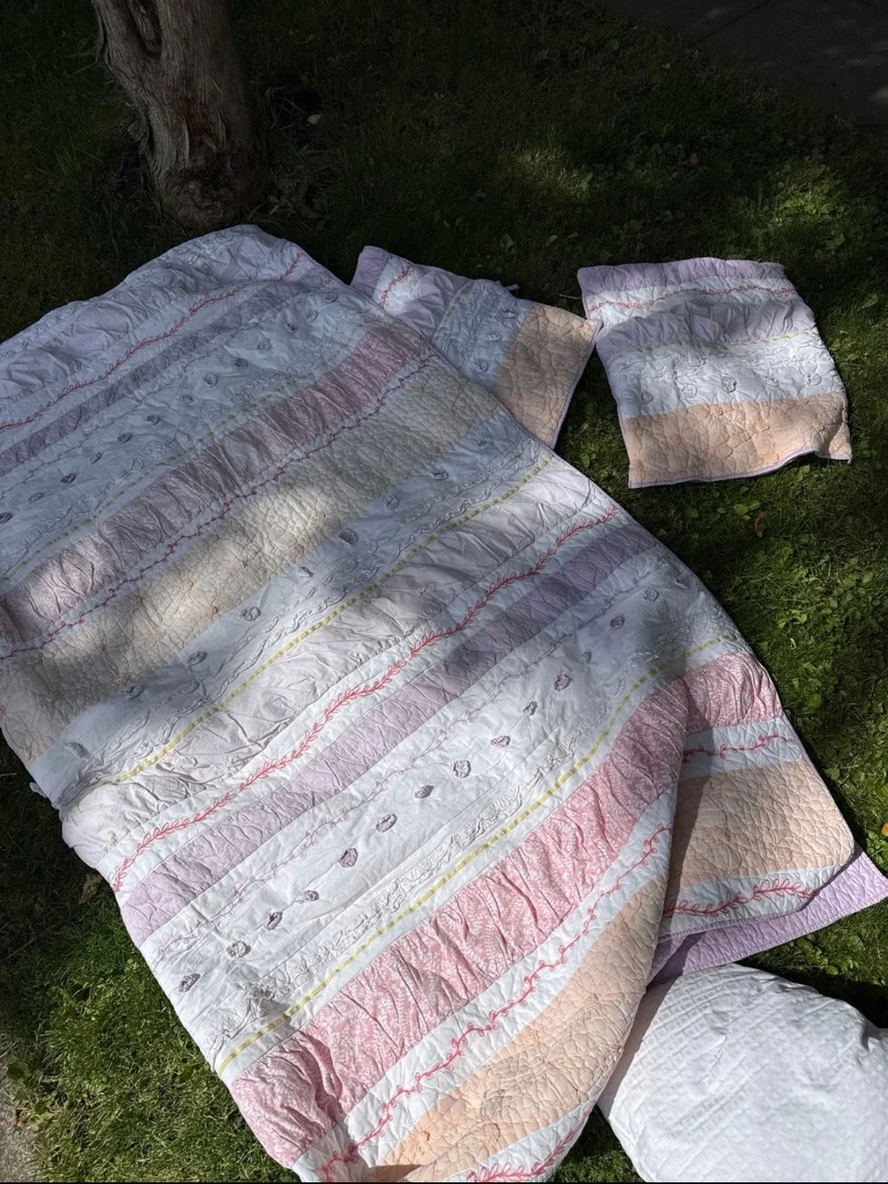 Pottery Barn Kids Pink, Peach & Cream Quilted Patchwork Comforter